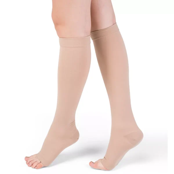 Varcoh ® 15-20 mmHg Women Knee High Open Toe Compression Socks Beige