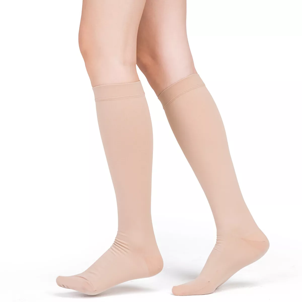 Varcoh ® 20-30 mmHg Women Knee High Closed Toe Compression Socks Beige