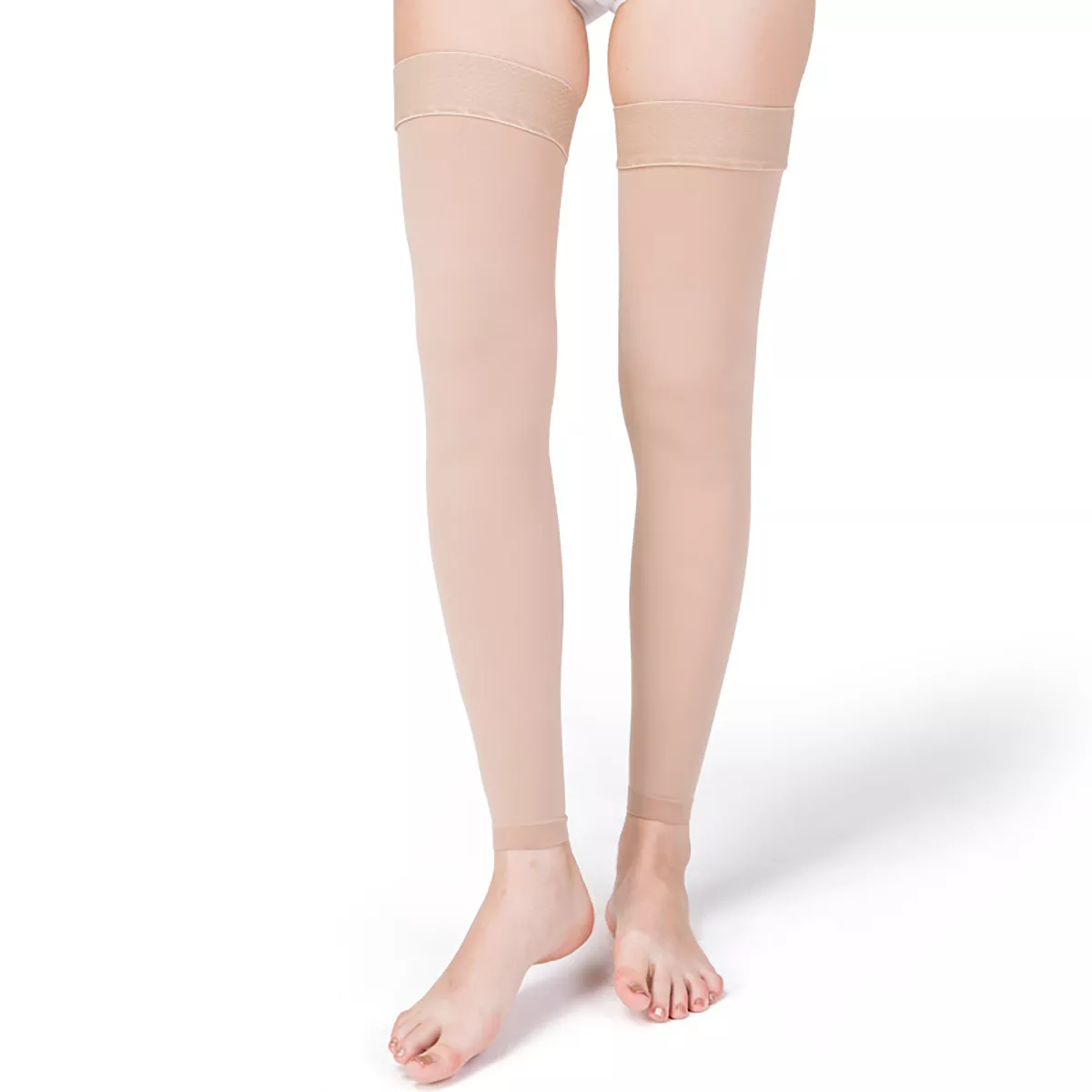 Varcoh ® 15-20 mmHg Women Thigh High Footless Compression Socks Beige