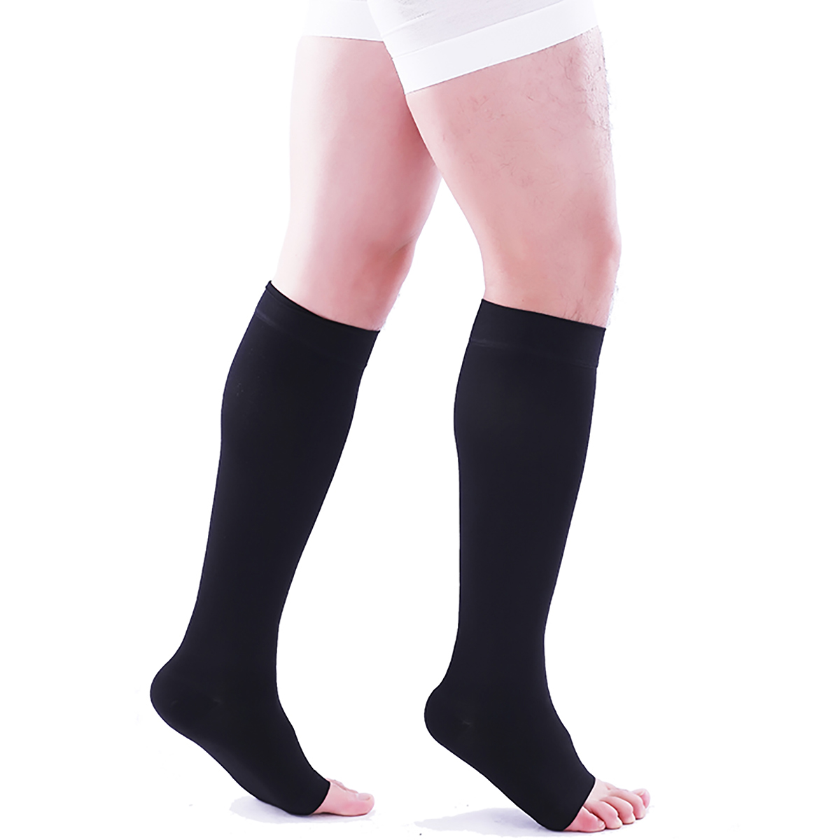 23 32mmhg Compression Socks Women Men Knee High Open Toe - Temu