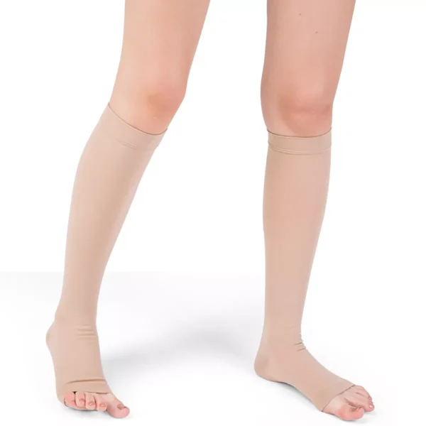 Varcoh ® 30-40 mmHg Women Knee High Open Toe Compression Socks Beige