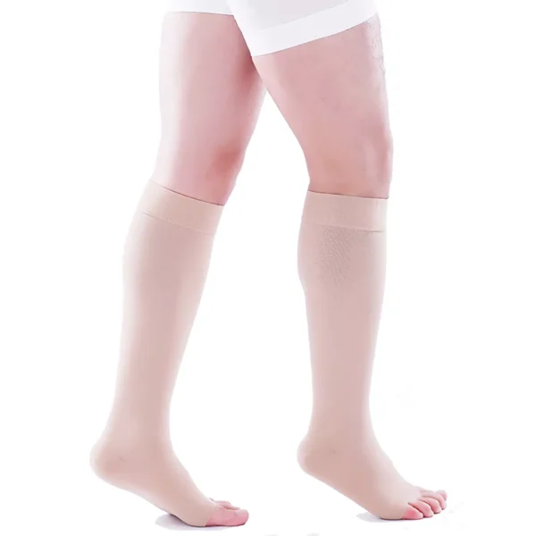 Varcoh ® 20-30 mmHg Men Knee High Open Toe Compression Socks Beige