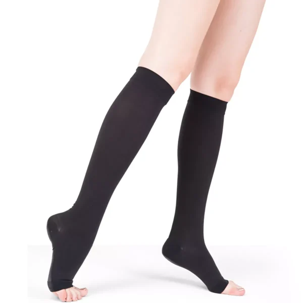 Varcoh ® 20-30 mmHg Women Knee High Open Toe Compression Socks Black