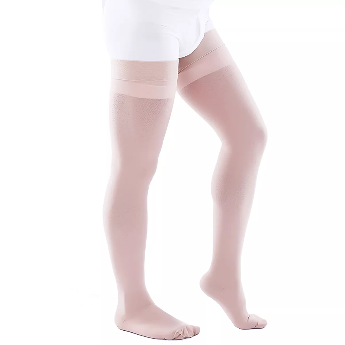 Varcoh ® 15-20 mmHg Men Thigh High Closed Toe Compression Socks Beige