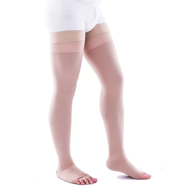 Varcoh ® 20-30 mmHg Men Thigh High Open Toe Compression Socks Beige