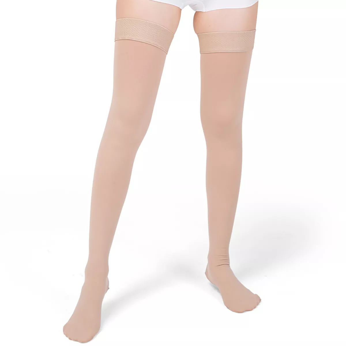 Varcoh ® 30-40 mmHg Women Thigh High Closed Toe Compression Socks Beige