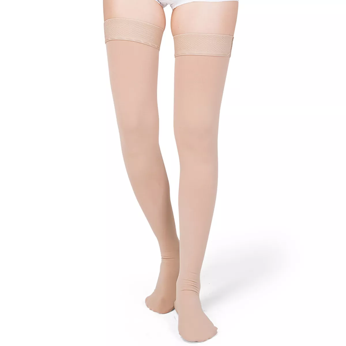 Varcoh ® 15-20 mmHg Women Thigh High Closed Toe Compression Socks Beige