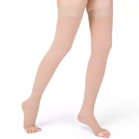 Varcoh ® 30-40 mmHg Women Thigh High Open Toe Compression Socks Beige