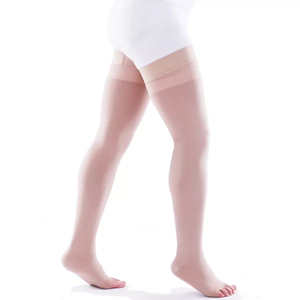 Varcoh ® 30-40 mmHg Men Thigh High Open Toe Compression Socks Beige