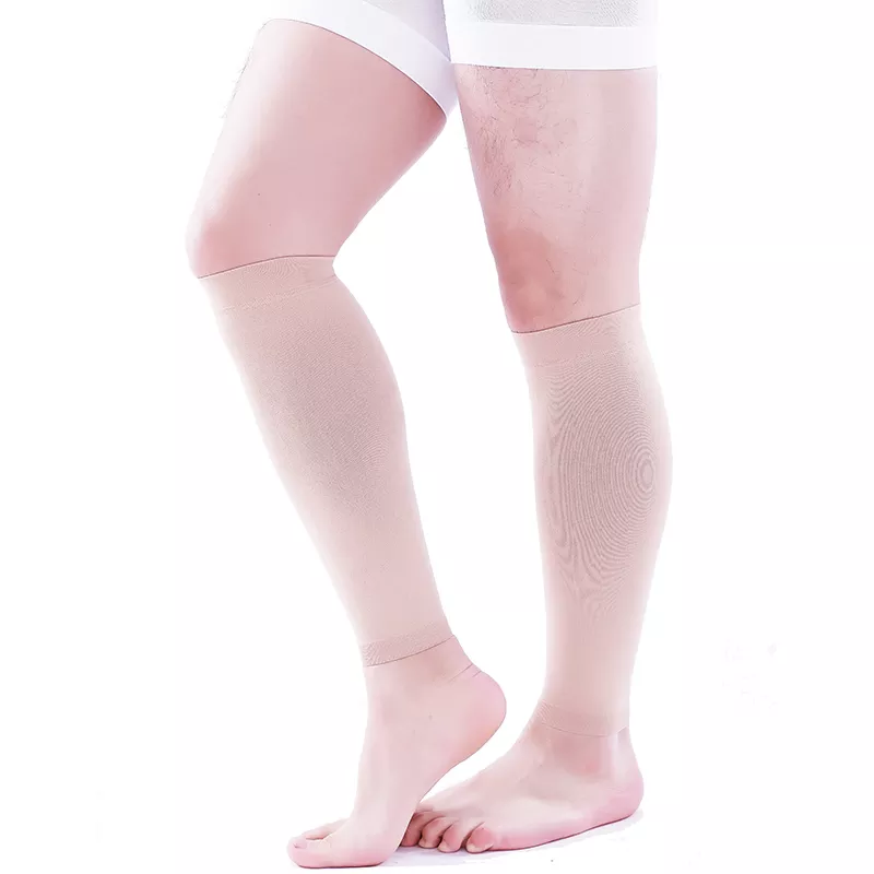 8-15 mmHg Men Calf Sleeve Compression Socks Beige 1