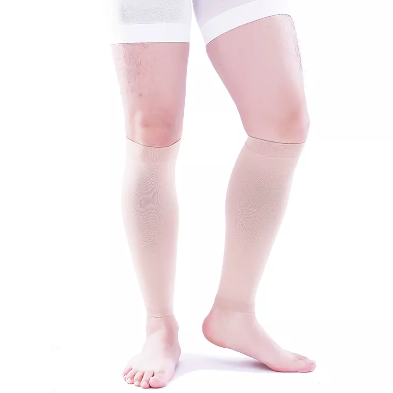 8-15 mmHg Men Calf Sleeve Compression Socks Beige 2